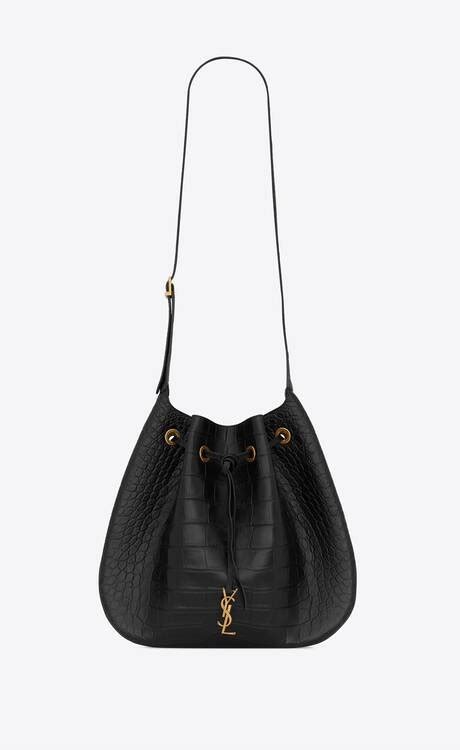 ysl hobo croc bag|Paris VII Flat Croc Embossed Leather Hobo Bag.